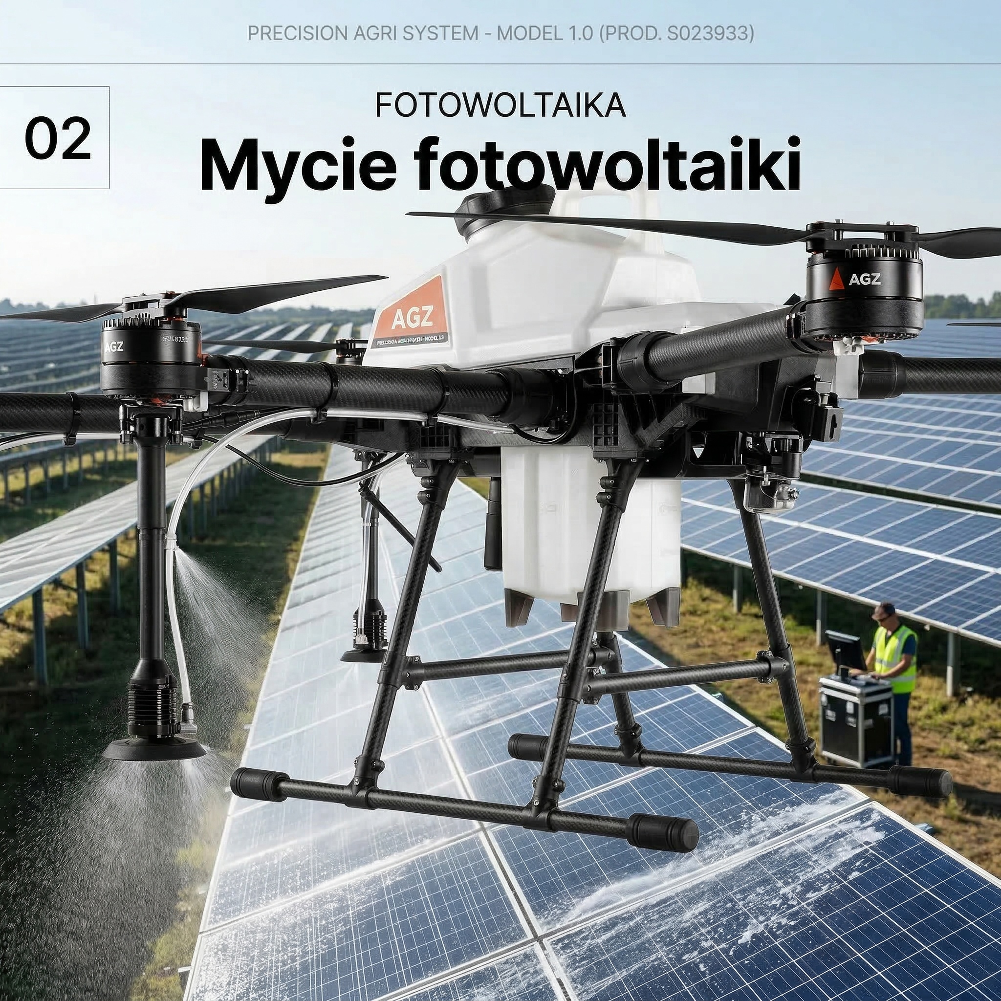 Mycie paneli fotowoltaicznych dronem — realizacja SkyClean