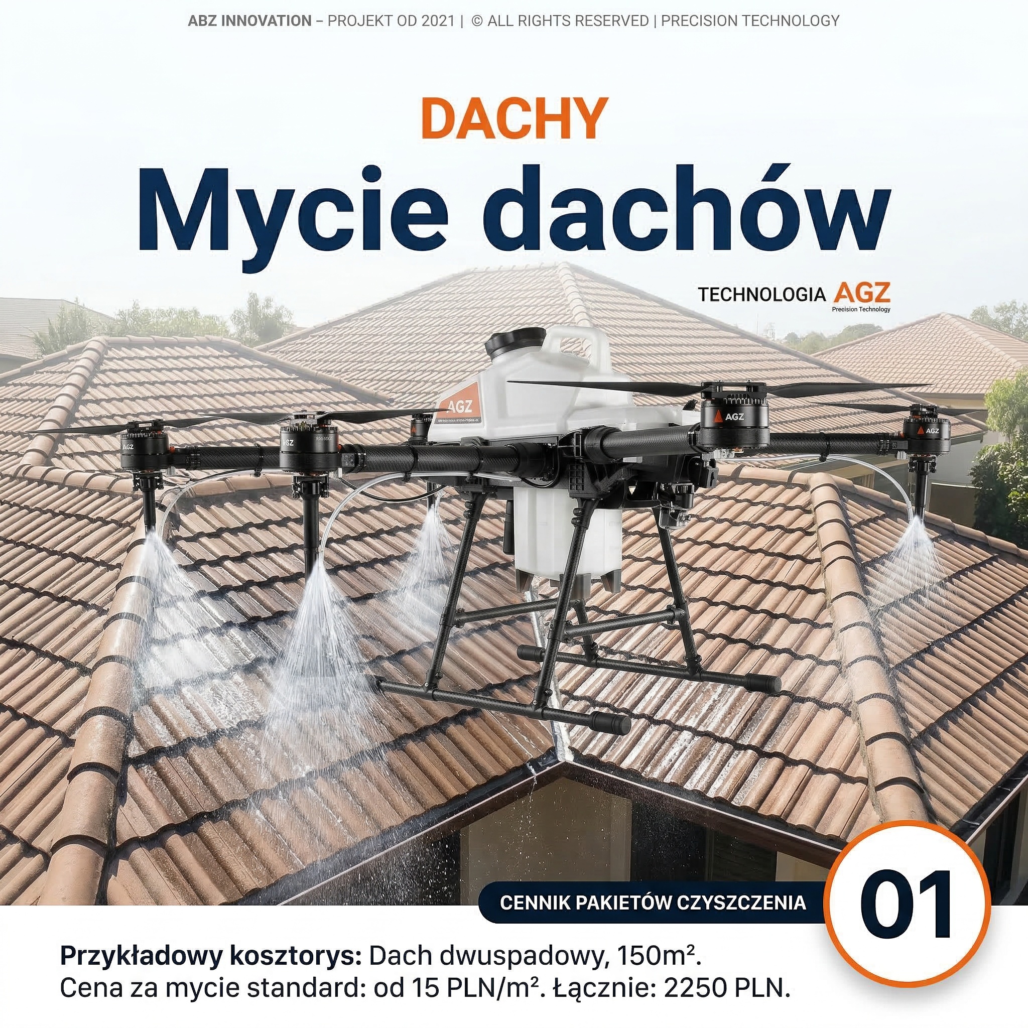 Mycie dachu dronem — realizacja SkyClean
